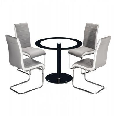 Modern Home Furniture Glass Top Full Metal Frame Dining Table