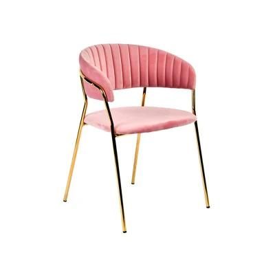 Modern Home Furniture Pink Velvet Dining Accent Arm Chair