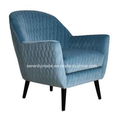 Nordic Style Modern Reclining Wooden Velvet Lounge Armchair