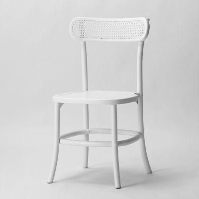 Kvj-9019 White Stacking Wooden Rattan Chair