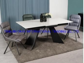 Modern Gold Glass Dining Table Set with Chairs