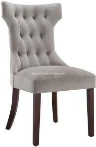 Wood Upholstered Occasional Gray Fabric Caff Modern Button Tufted Back Dining Room Chair