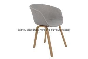 PP Plastic Dining Chair with Wood Legs