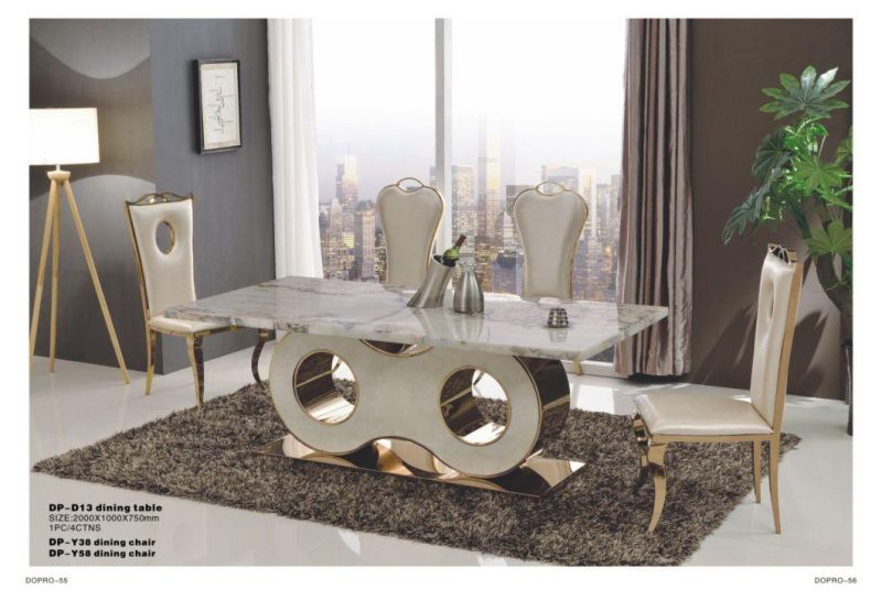 Premium Alternative Design Stainless Steel Dining Table with Glass Top