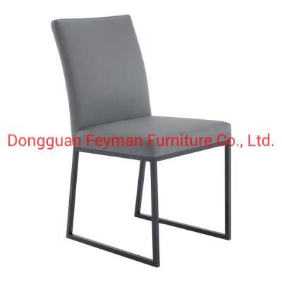 Modern PU Leather Chair Black Steel Dining Chair