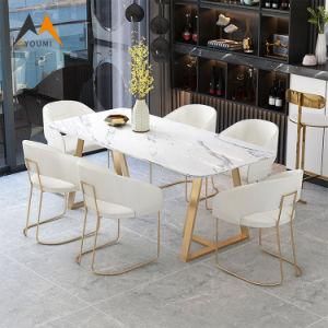 Factory Direct Sale Modern Dining Room Furniture Metal Dinning Table Set