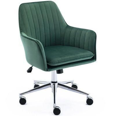 Velvet Seat Chair with Metal Gas Rod Swivel with Wheel Foot Office chair