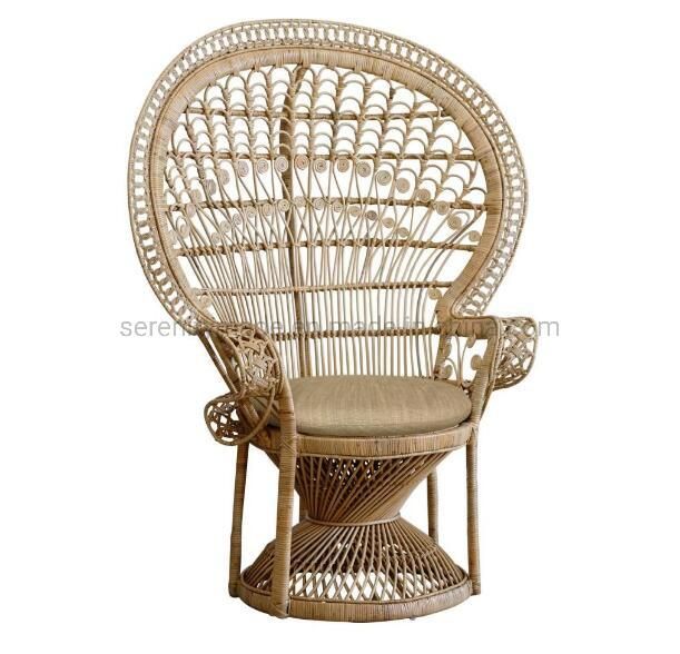 Vintage High Quality Real Rattan Outdoor Peacock Rattan Chair with Seat Pad