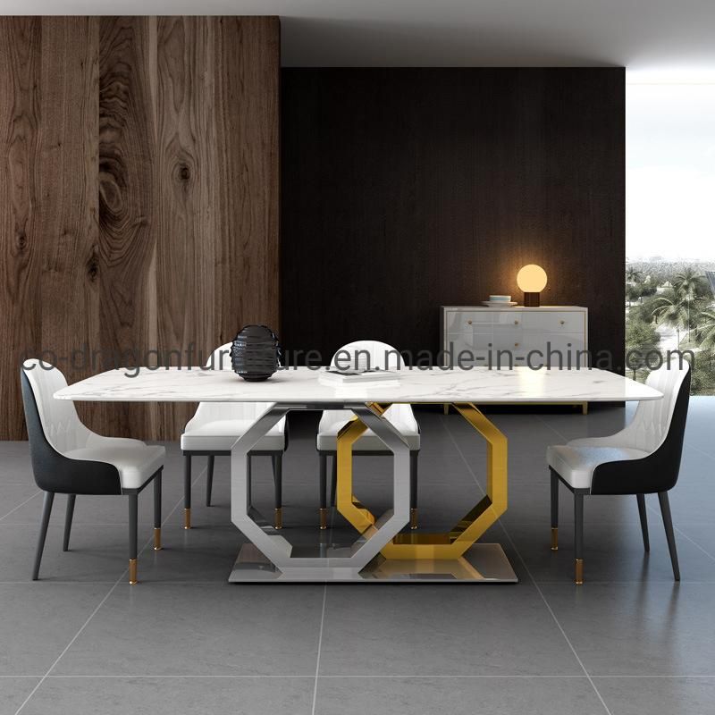 Wholesale Steel Dining Table with Marble Top for Dining Furniture