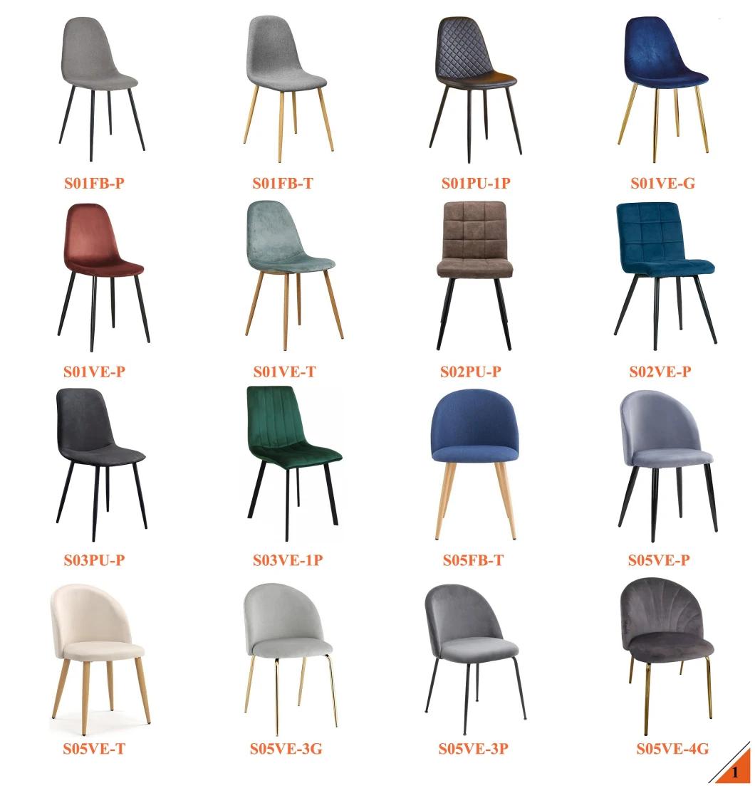 Popular Orange Fabric Chair Simple Metal Leg Dining Furniture