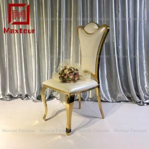 Modern Wedding Furniture Stainless Steel PU Leather Dinner Chairs for Dining Room