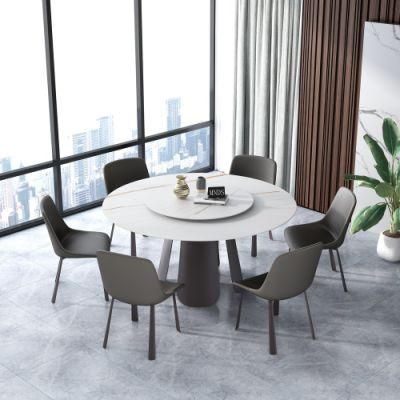 Home Furniture Modern Style Restaurant Round Table PU Leather Chair Dining Set