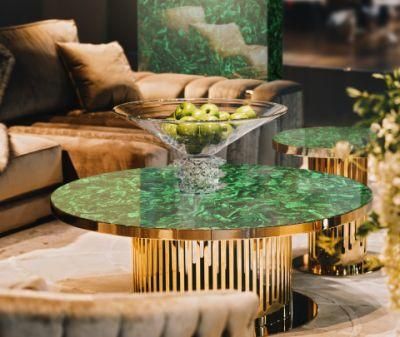 Dubai Luxury Green Round Malachite Marble Coffee Table