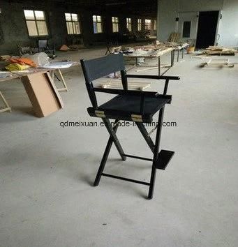 Black with Foot Collapsible Canvas Director Chair Stool High Makeup (M-X3466)