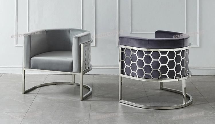 New Design Modern Stainless Steel Velvet Dining Chair for Home
