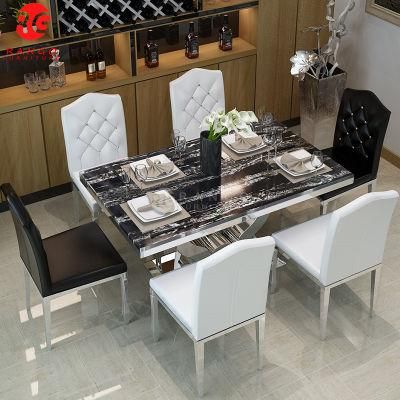 Luxury Marble Comedor Silla Comedor Dining Table Set Glass Table Basse Dining Table with 6 Seaters Chairs