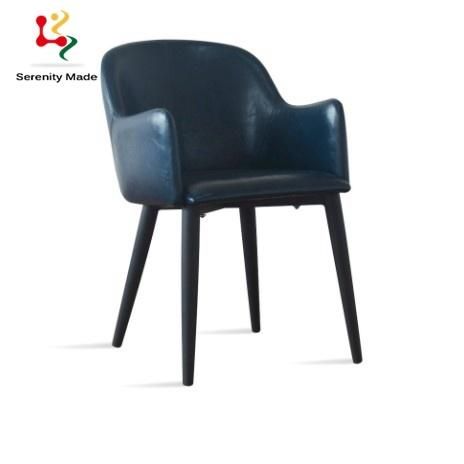Luxury Design Commercial Furniture Restaurant Cafe Coffee Shop Salon Hotel Room PU Leather Living Room Wooden Legs Dining Chair
