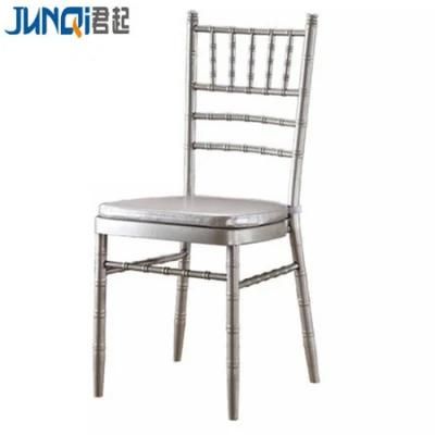 Used Silver Aluminum Chiavari Stackable Chair with Cushion for Outdoor