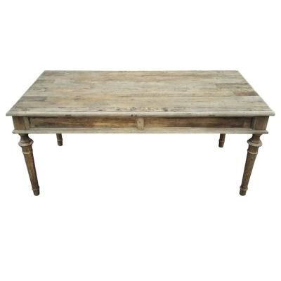 Kvj-T1 Vintage Antique Rustic Old Reclaimed Elm Wood Dining Table