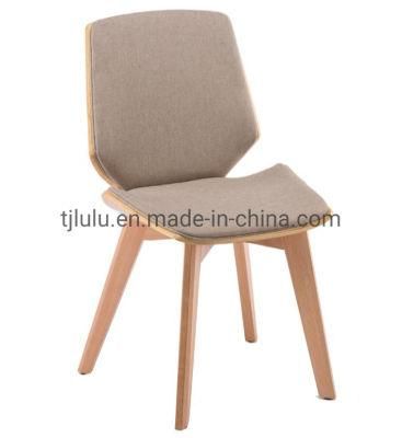 Nordic Cafeteria Restaurant Bar Lined Fabric Dining Chair Wooden Scandinavian Bentwood Cafe Chair for Restaurant Coffee Shops