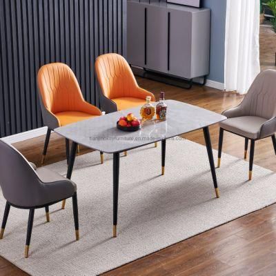 Modern Furniture Metal Feet Ceramic Top Extendable Ceramic Dining Table