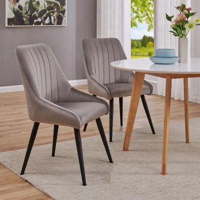 Commercial Modern Restaurant Furniture Fabric Grey Wooden Dining Chairs