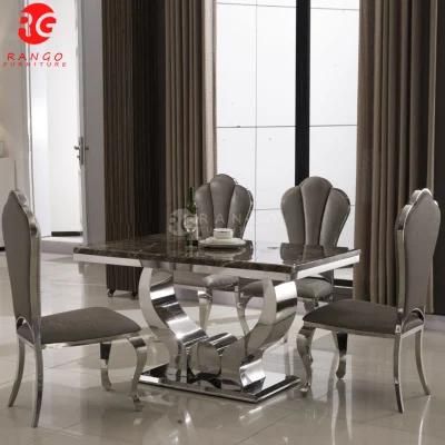 Marble Table with Glass Top Dining Table in Fashion Design for Sale Dining Room Furniture