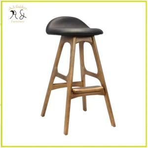 High Quality Low Price Modern Design Wooden Legs PU Seat High Bar Stool