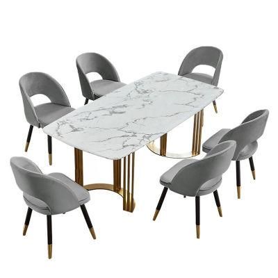 Modern Luxury White Black Iron Metal Sintered Stone Dining Tables