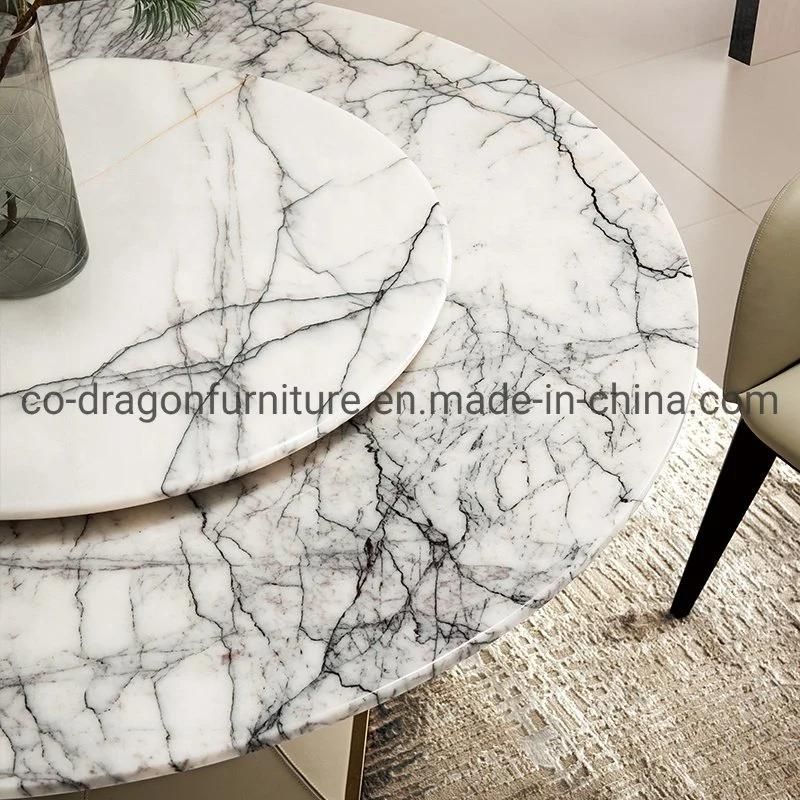 Luxury Home Furniture Stainless Steel Dining Table with Marble Top