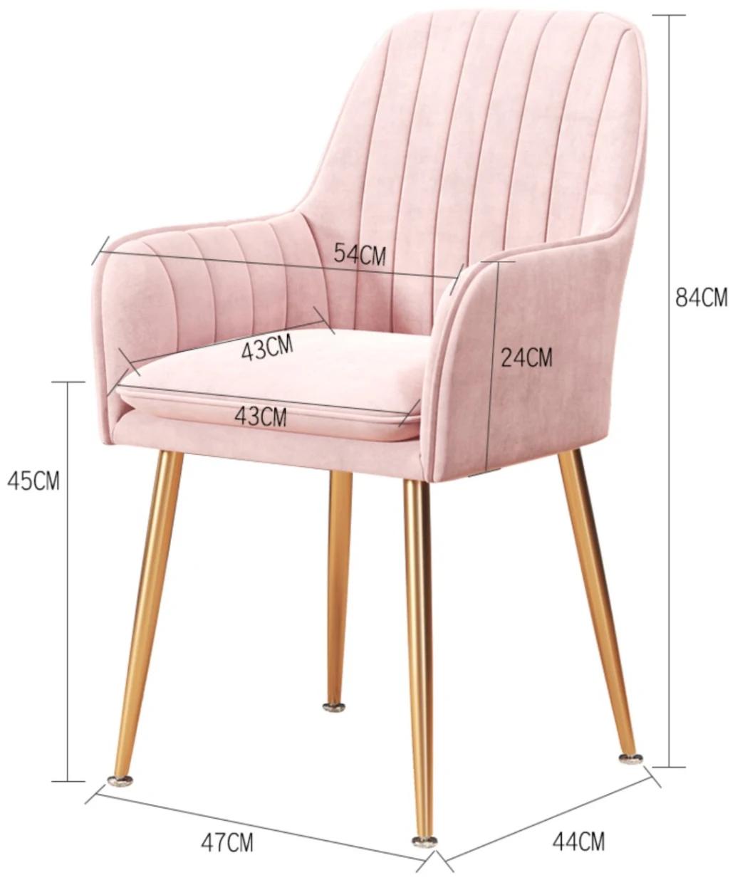 Nordic Style Metal Leg Vevet Dining Chair