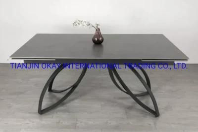 Popular Luxury Dining Table Marble Dining Table 8 Seater Kitchen Dining Table Set Metal Legs