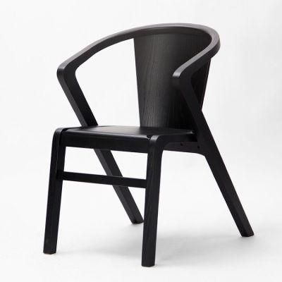Kvj-6071c Black Ash Wood Stackable Armchair Dining Chair