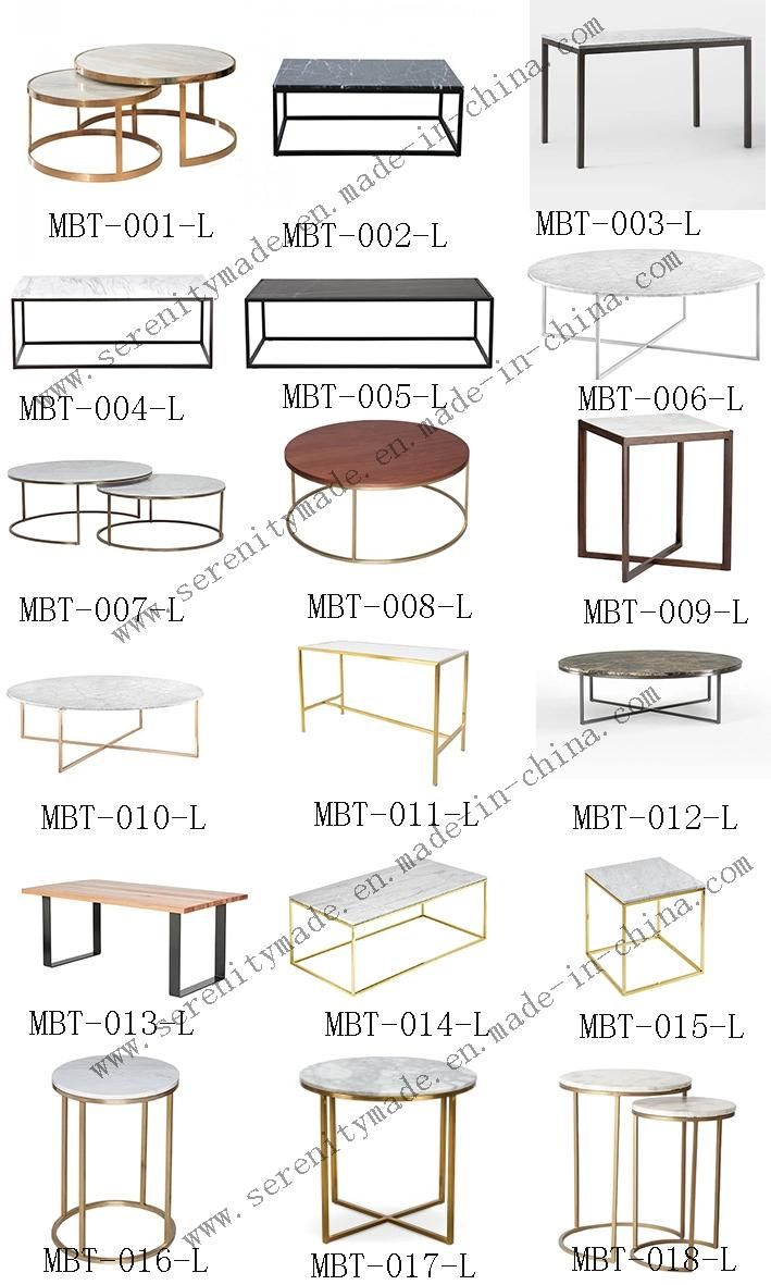 Natural Marble Coffee Dining Table with Gold Brass Legs