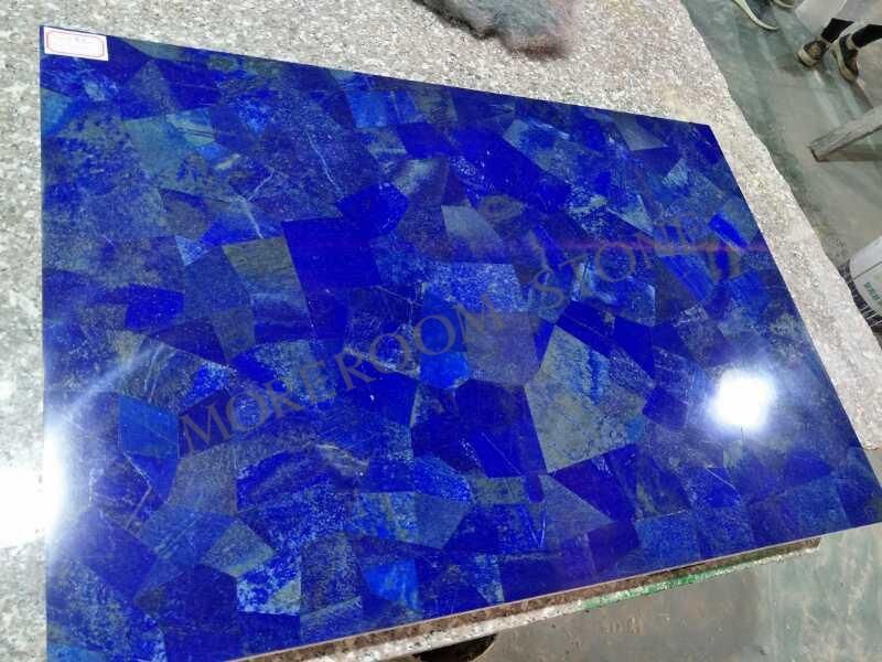 Luxurious Hotel Interior Living Room Design Semi Precious Stone Blue Lapis Lazuli Dining Table