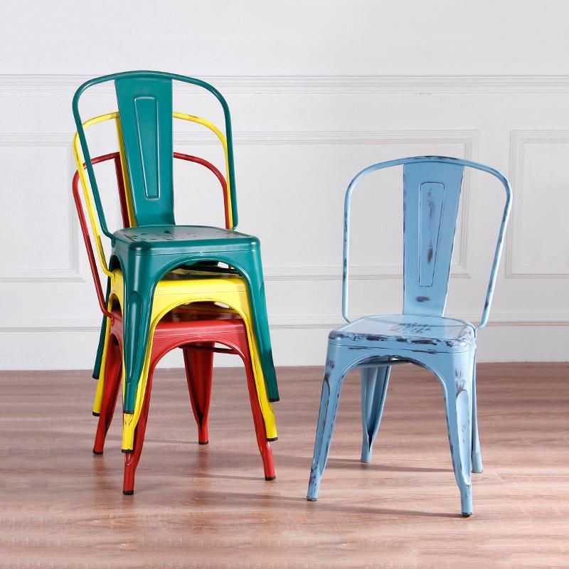 Wholesale China Stackable Vintage Industrial Dining Iron Metal Cafe Restaurant Chair