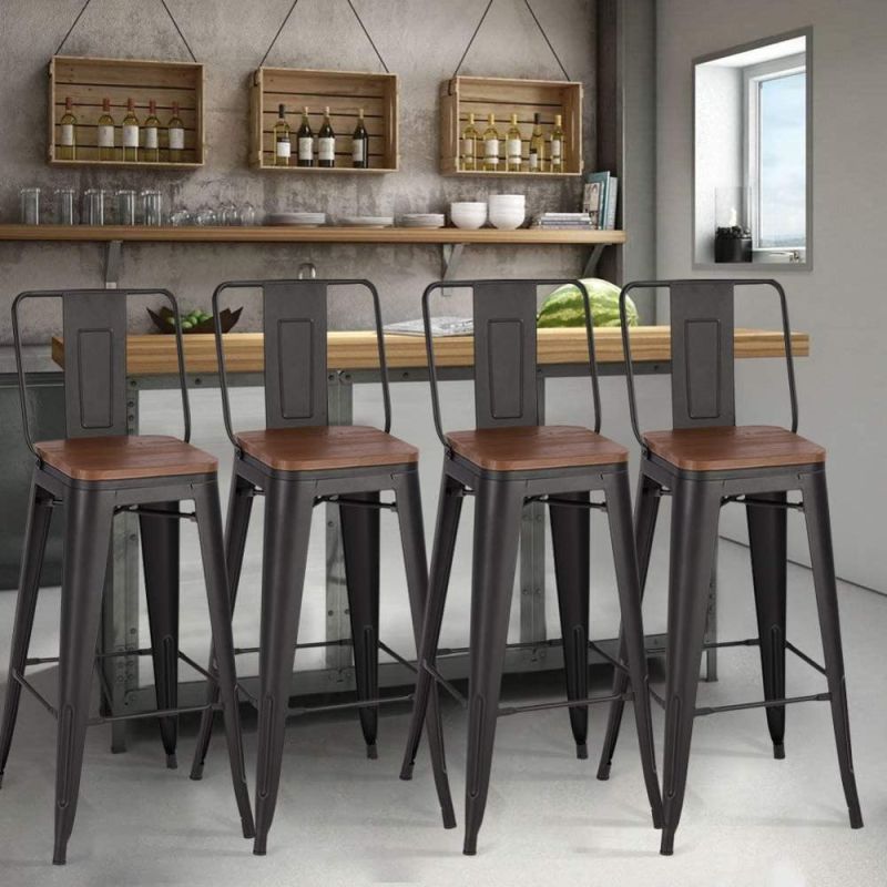 High Quality Anji Industrial Counter Bar Stool with Backs
