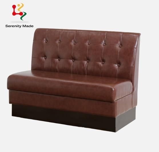 Good Quality Hard Wearing Brown Leather Material Restaurant Booth Seating