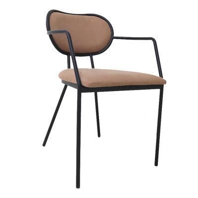 Factory Direct Home Furniture Metal Leg Brown Velvet Fabric Dining Chair
