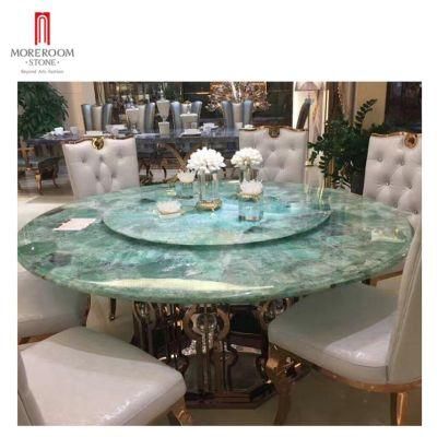 Dubai Indoor Luxury Round Green/Purple Marble Dining Table Can Be Customized