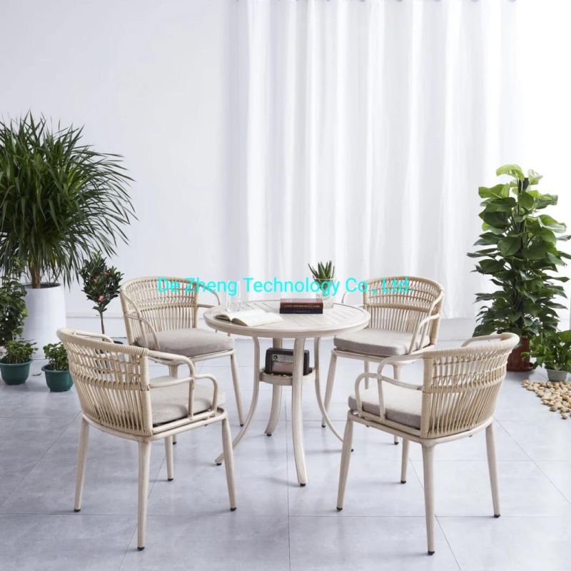 Contemporary Luxury Outdoor Coffee Furniture Woven Rope Basket Tiffany Dining Chair Set