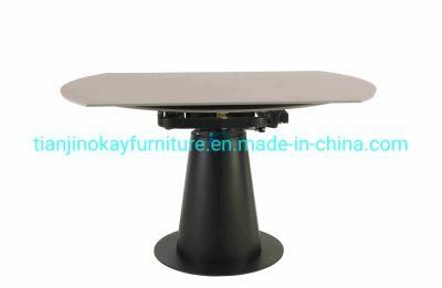 Modern Ceramic Top White Rectangle Dining Table with 4 Chairs Carbon Steel Base 4 People Dining Table