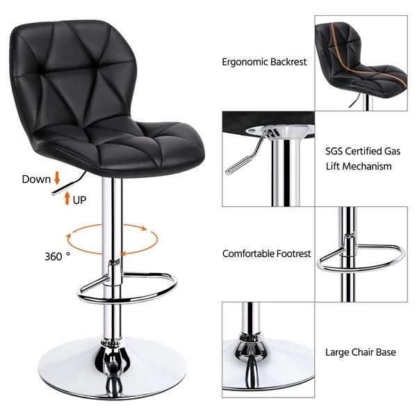 Kitchen Restaurant PU Leather Swivel Stools Bar Chairs with Footrest