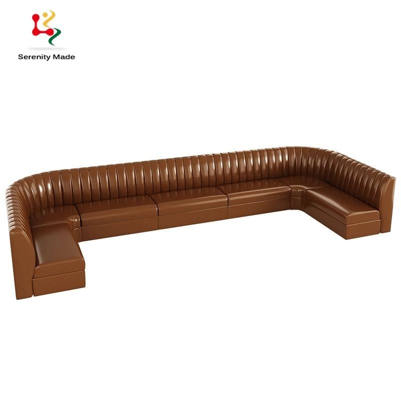 Industrial Luxury Leather Long Booth Seating Sofa