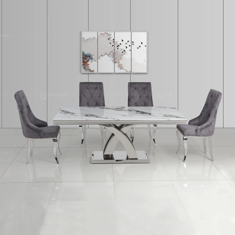 Silver Stainless Steel Dining Restaurant Dining Table Sets