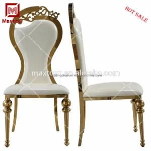 Luxury High Back Stainless Steel Wedding Gold Frame Banquet Chair for Hotel Hall