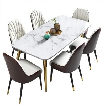 Italy Light Luxury Gold Plated Dining Room Table Sets