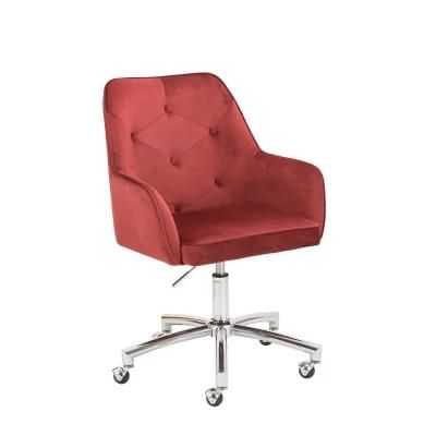 Home Office Chair Velvet Modern Desk Chair Upholstered Swivel Rolling Office Dining Chair