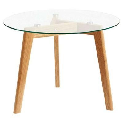 Round White Wood Home Side Leisure Table for Dining