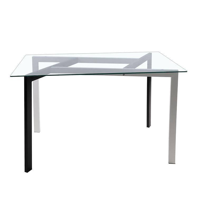 Modern Tempered Glass Face Metal Leg Dining Table